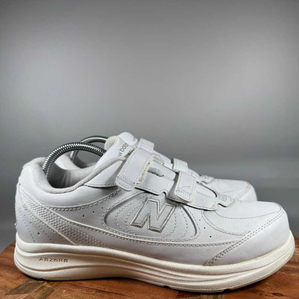 New Balance 577 White Leather Walking Shoes WW577VW Women 9.5 2E Wide Straps
